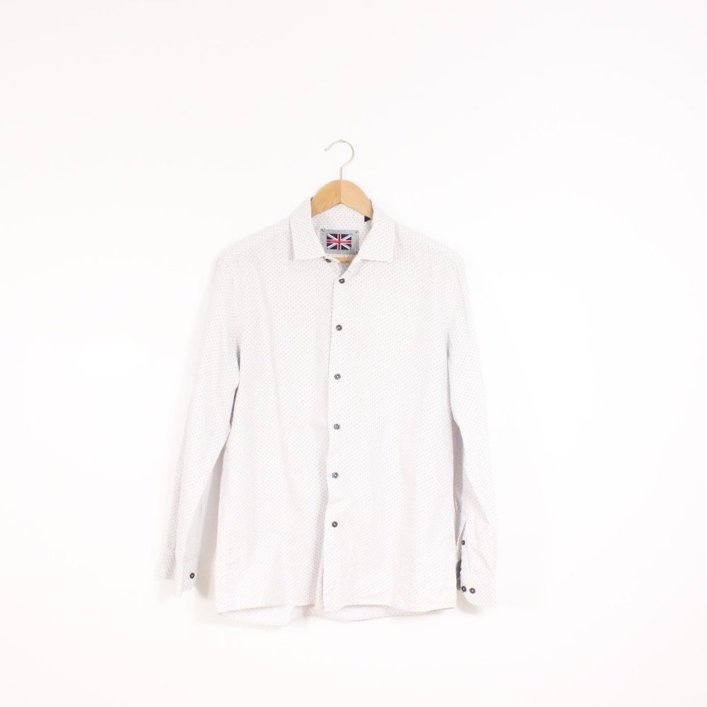 *Soul of London White Button Up Shirt WIth Circles